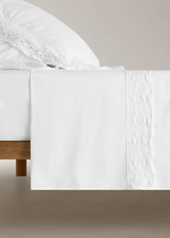 Top sheet cotton garment-dyed wide lace Bed 150/160 cm — White 4