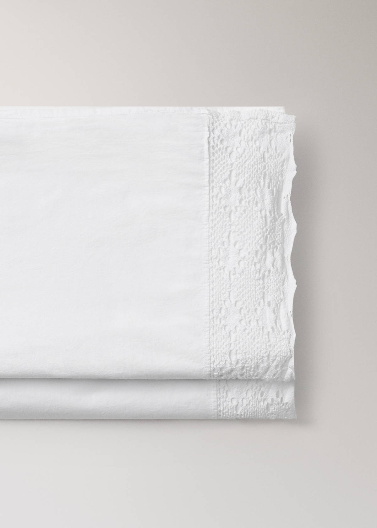 Top sheet cotton garment-dyed wide lace Bed 180/200 cm — White