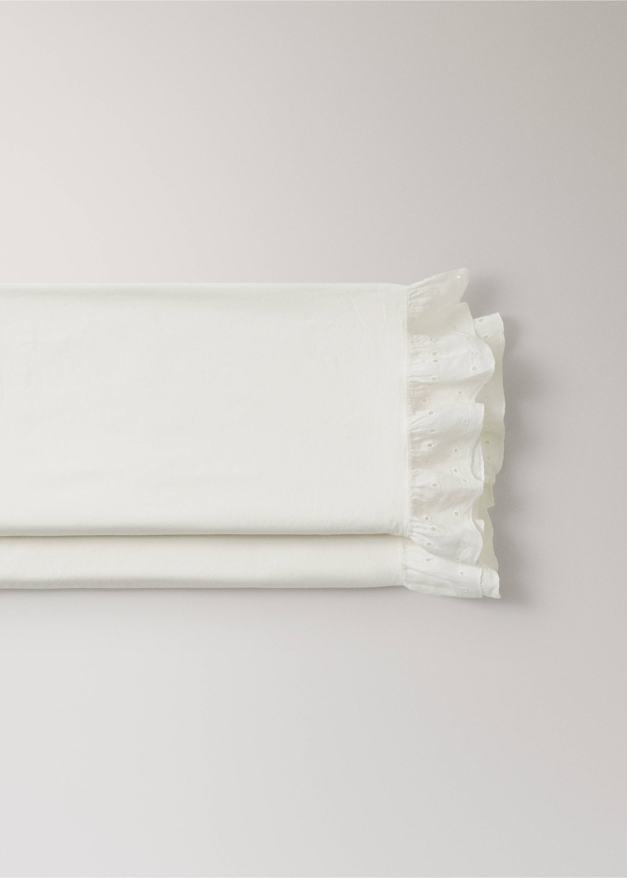 Sábana encimera algodón garment-wash volante lino Cama 90 cm - Detalle del artículo 2, Blanco roto. Ref: 27012930-00.