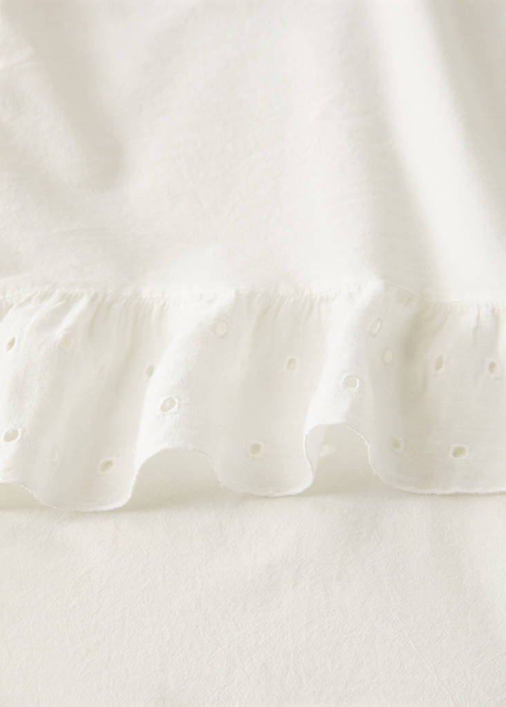 Cotton garment-dyed top sheet with linen ruffle for 180/200 cm bed - thumbnail 2