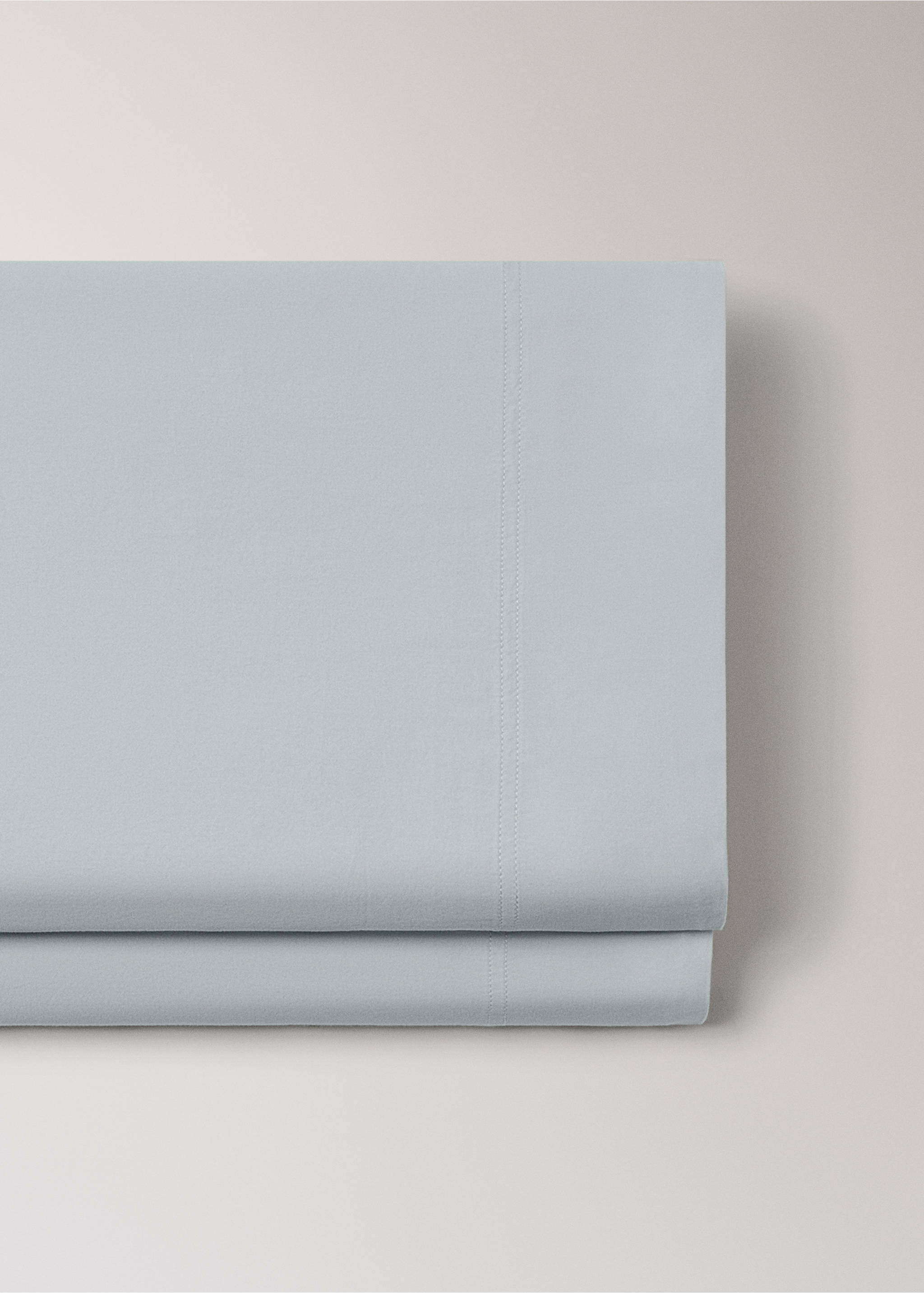 Double-stitched satin flat sheet for 90 cm bed - Details of the article 2, Aqua Green. Ref: 27012935-00.