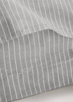 Two 60x60 cm percale cotton striped pillowcases — Light/Pastel Grey 2