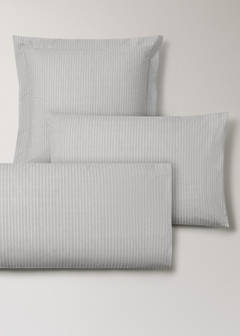 Two 60x60 cm percale cotton striped pillowcases — Light/Pastel Grey 5