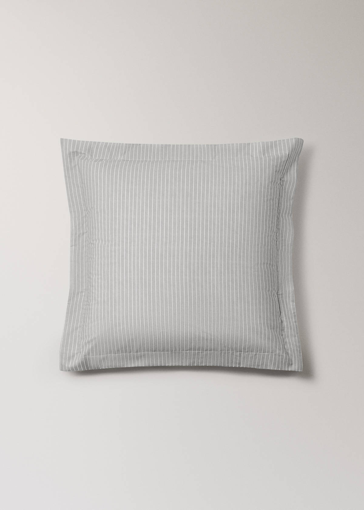 Two 60x60 cm percale cotton striped pillowcases — Light/Pastel Grey