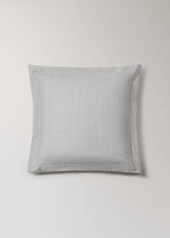 Two 60x60 cm percale cotton striped pillowcases — Light/Pastel Grey 6
