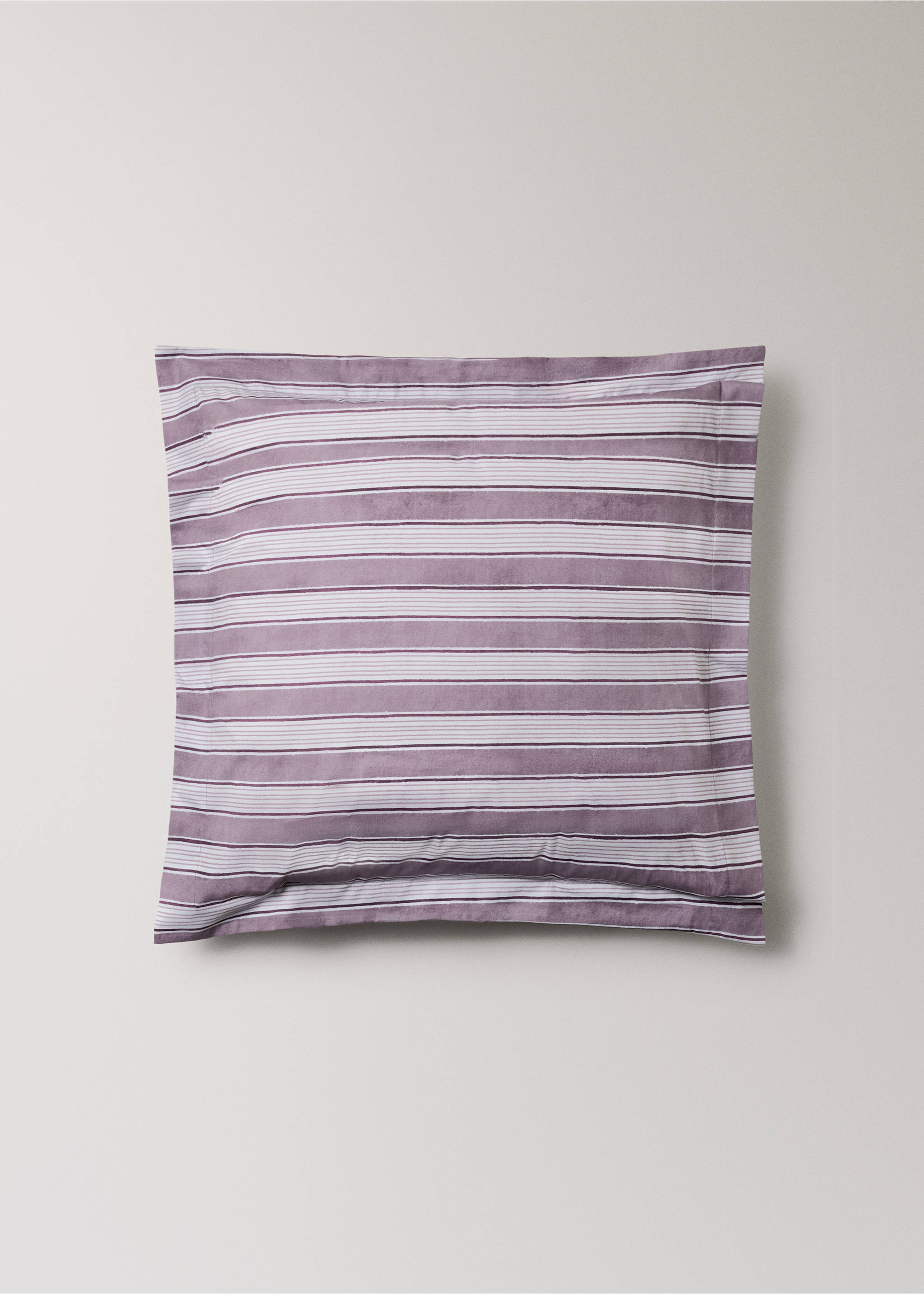 Two wide stripe watercolour pillow covers 60x60 cm - Article without model, Blackberry. Ref: 27012945-00.