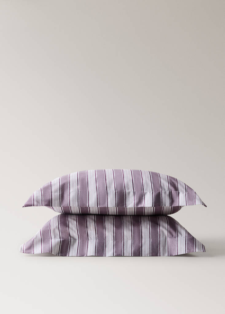Two wide stripe watercolour pillow covers 60x60 cm — Blackberry
