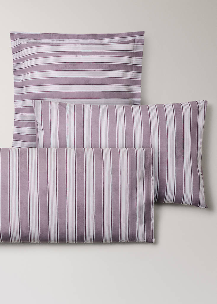 Two wide stripe watercolour pillow covers 60x60 cm — Blackberry