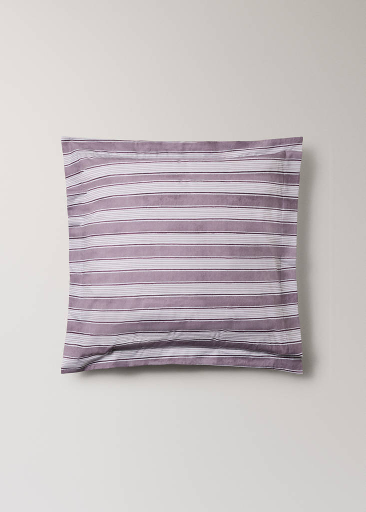 Two wide stripe watercolour pillow covers 60x60 cm — Blackberry