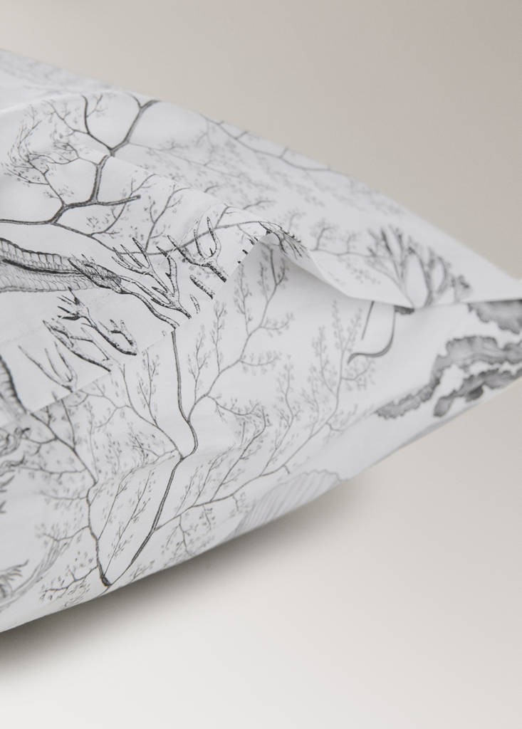 Two printed percale pillowcases with a sea motif 50x75 cm — Grey