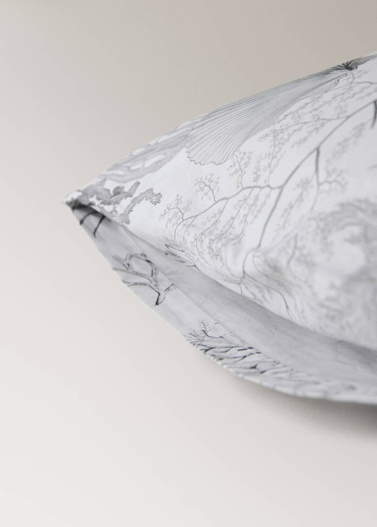 Two printed percale pillowcases with a sea motif 50x75 cm — Grey