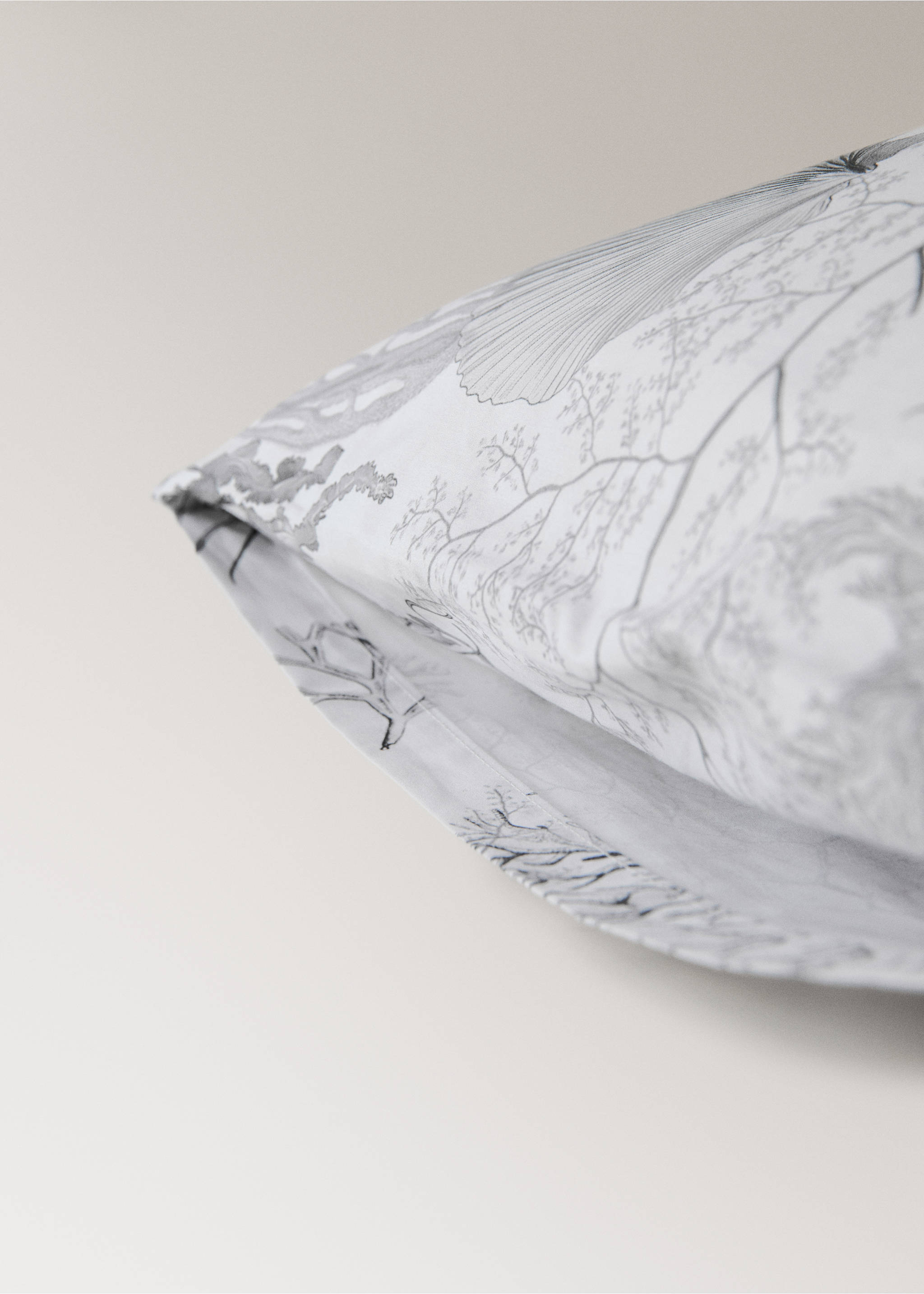 Two printed percale pillowcases with a sea motif 50x75 cm - Details of the article 2, Grey. Ref: 27012947-00.