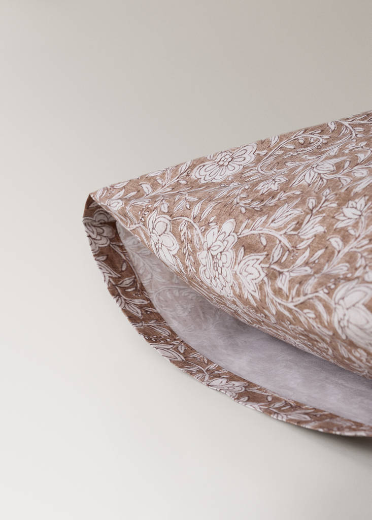 Two percale cotton floral pillowcases 50x75 cm — Tobacco Brown