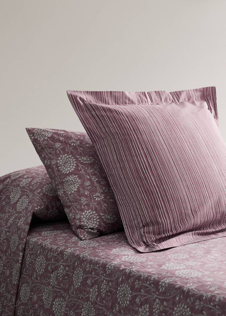 Two percale cotton floral pillowcases 50x75 cm — Pale Pink