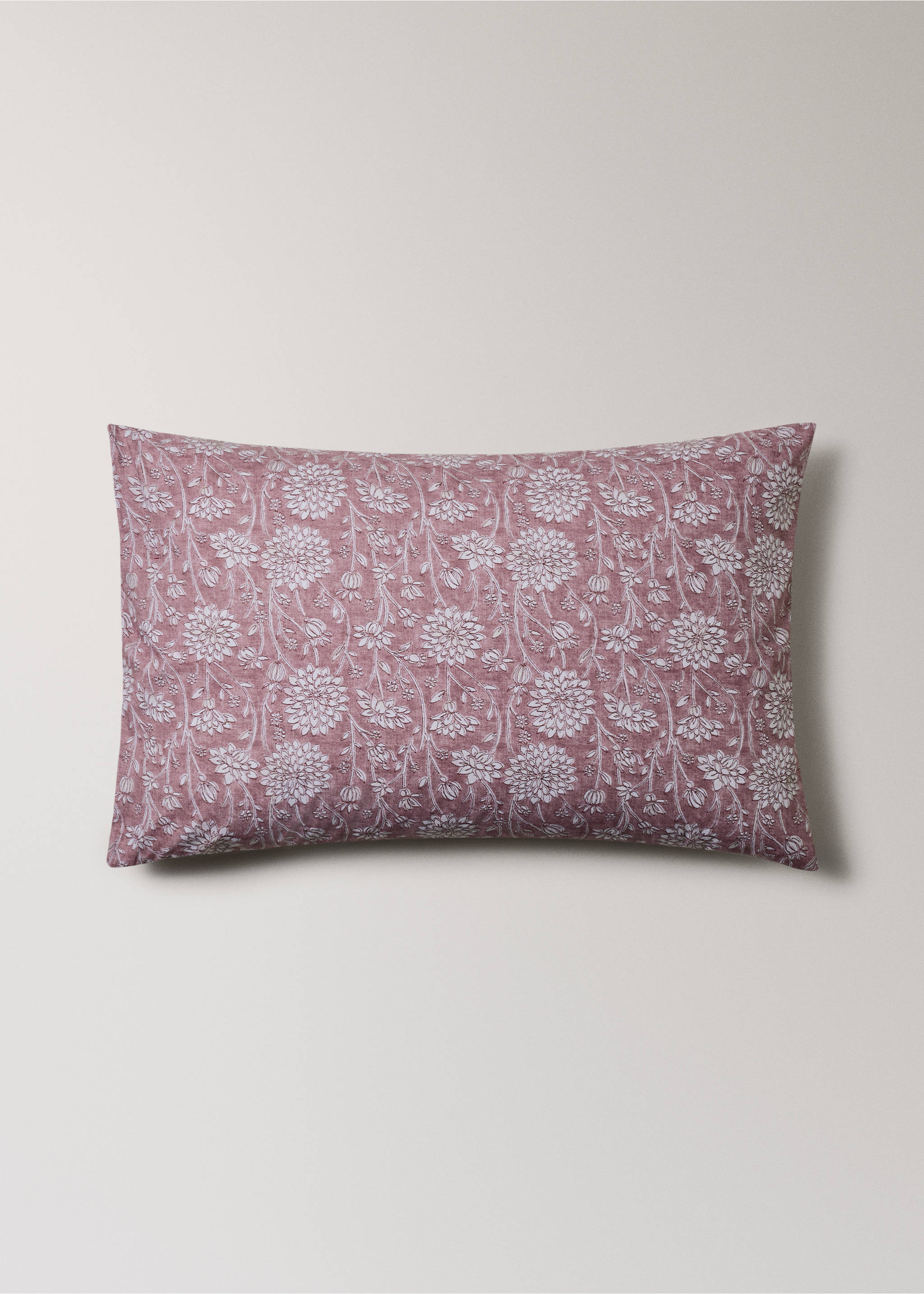 Two percale cotton floral pillowcases 50x75 cm - Article without model, Pale Pink. Ref: 27012950-00.