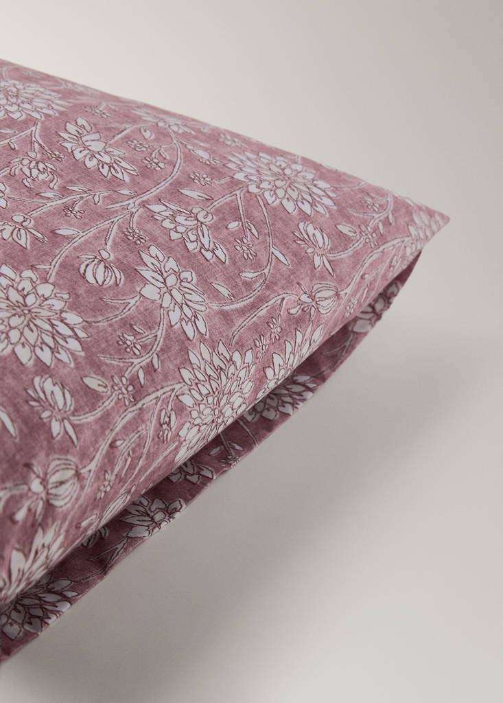 Two percale cotton floral pillowcases 50x75 cm — Pale Pink