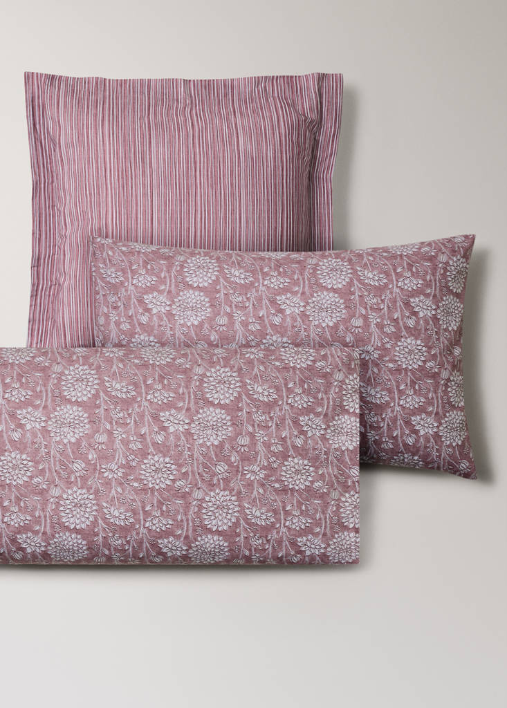 Two percale cotton floral pillowcases 50x75 cm — Pale Pink