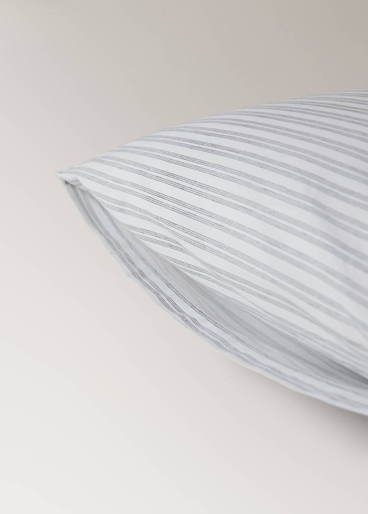 Two percale striped pillowcases 50x75 cm — Grey