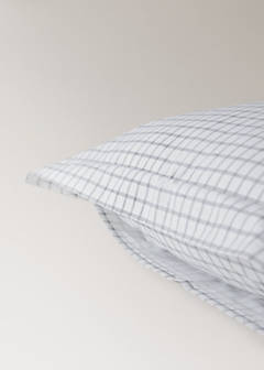 Two 60x60 cm percale checked pillowcases — Grey 3