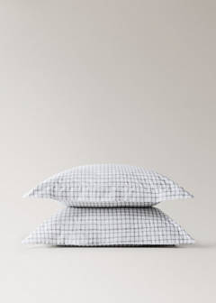 Two 60x60 cm percale checked pillowcases — Grey 4