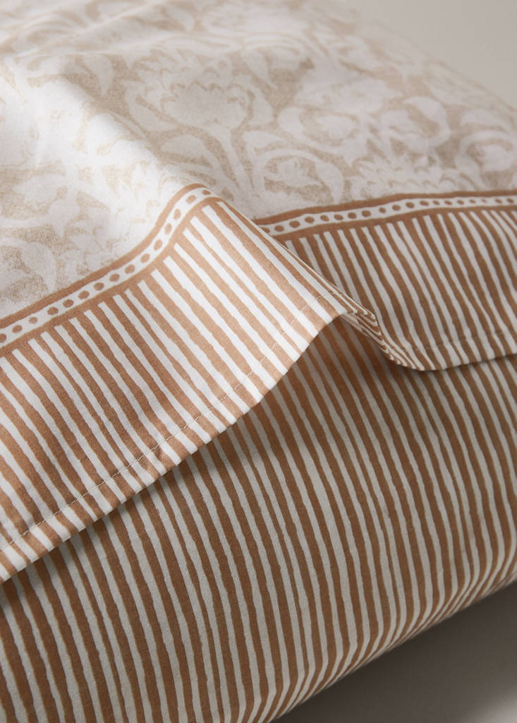 Floral border percale cotton pillow covers 60x60cm — Ochre