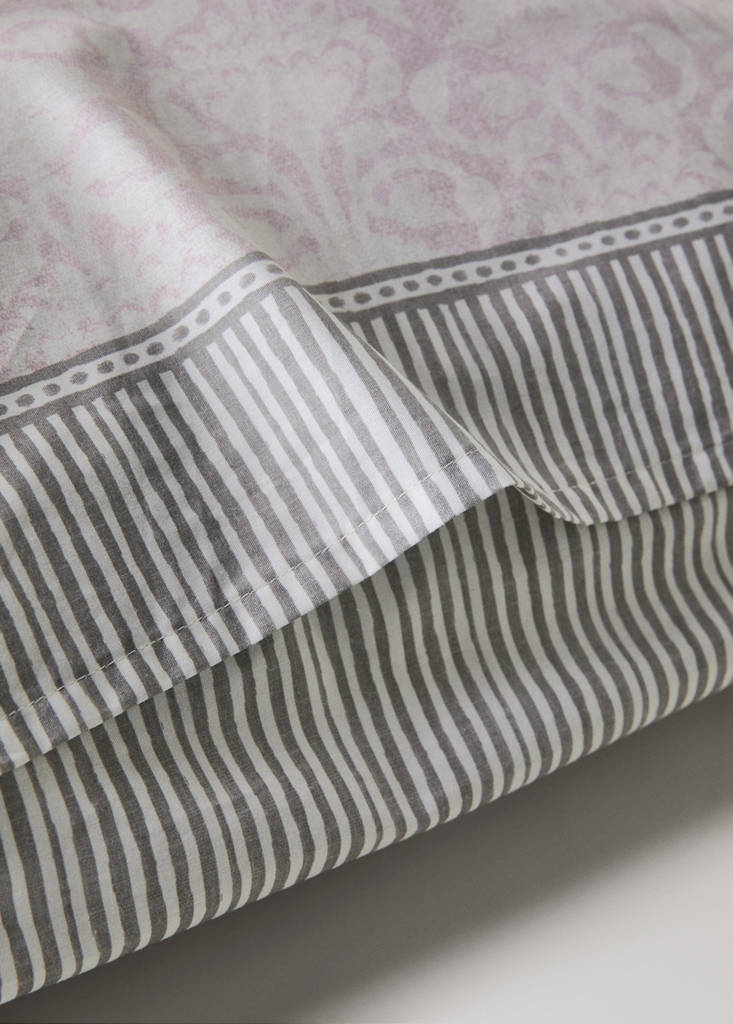 Floral border percale cotton pillow covers 60x60cm — Pastel Pink