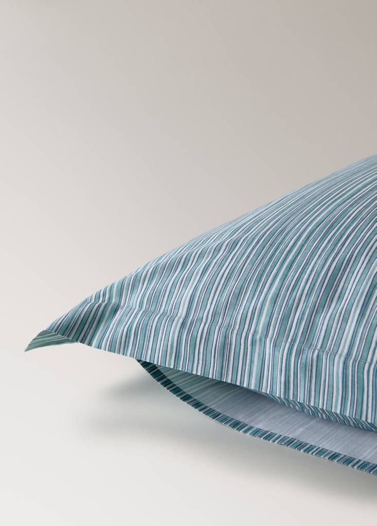 Two decorative floral print pillow covers 60x60 cm — Aqua Green
