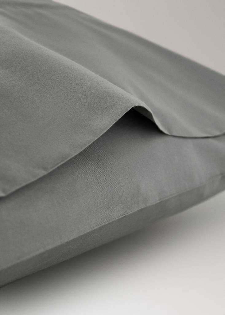 Two 500-thread count cotton percale pillowcases with rounded piping detail 50x75 cm — Grey