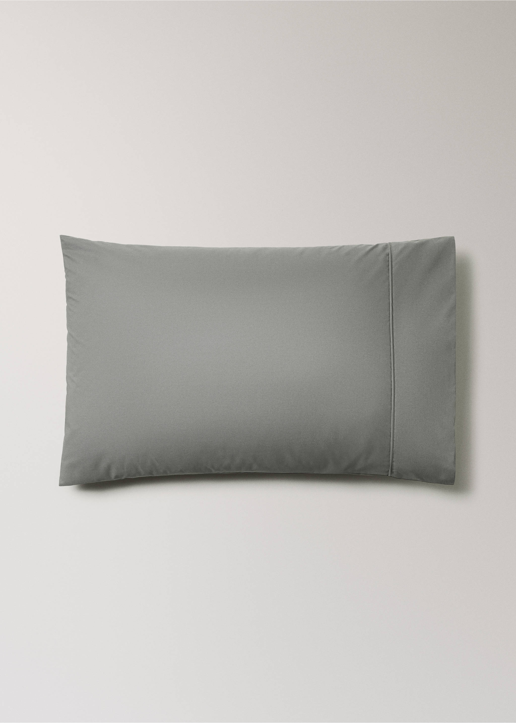 Two 500-thread count cotton percale pillowcases with rounded piping detail 50x75 cm - Article without model, Grey. Ref: 27012965-00.