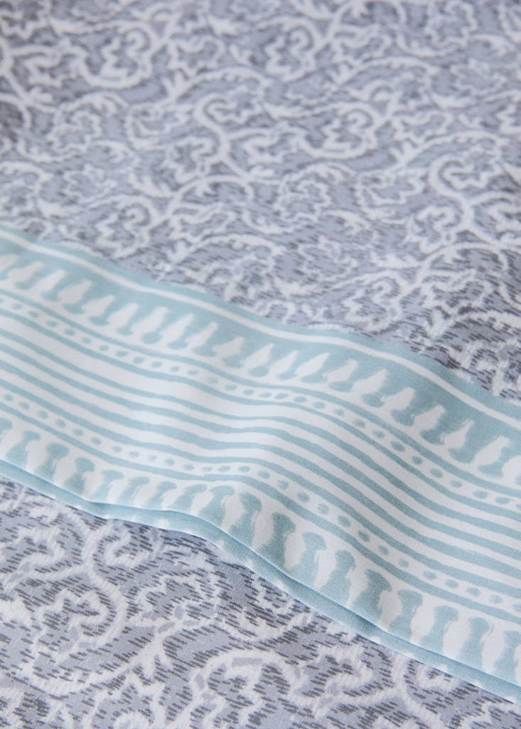 Percale pillowcase decorative floral border stripe 45x110 cm — Light/Pastel Grey