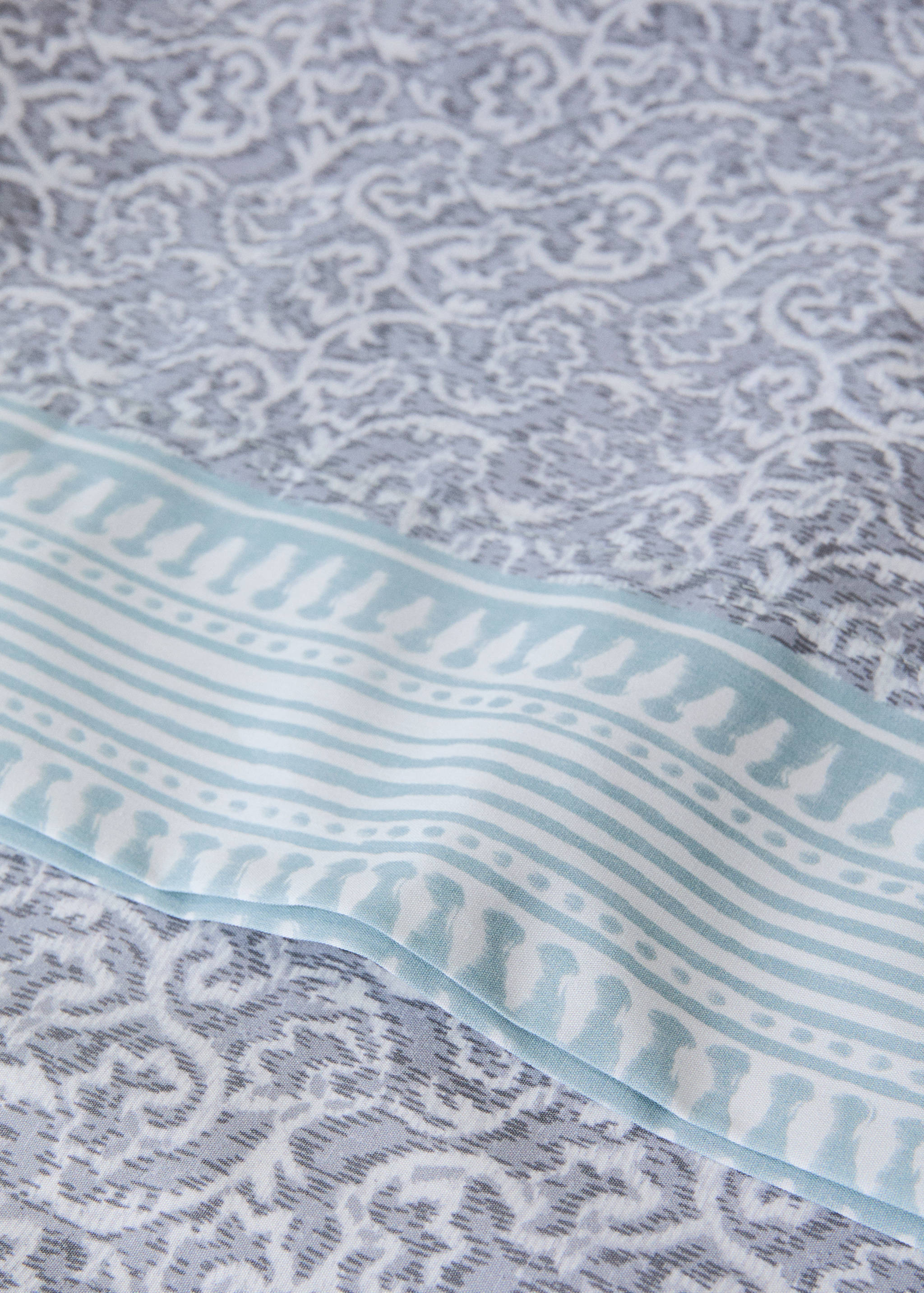 Percale pillowcase decorative floral border stripe 45x110 cm - Details of the article 1