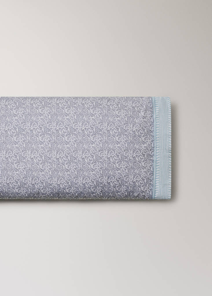 Percale pillowcase decorative floral border stripe 45x110 cm — Light/Pastel Grey