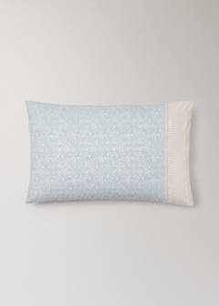 Two percale pillowcases with decorative floral border and striped trim 50x75 cm — Pastel Green 6