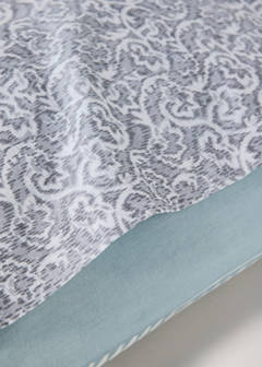 Two percale pillowcases with decorative floral border and striped trim 50x75 cm — Light/Pastel Grey 2