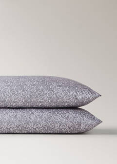 Two percale pillowcases with decorative floral border and striped trim 50x75 cm — Light/Pastel Grey 4
