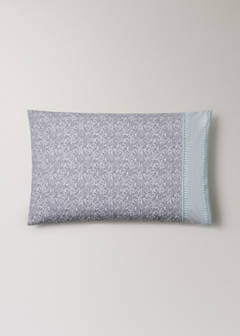 Two percale pillowcases with decorative floral border and striped trim 50x75 cm — Light/Pastel Grey 5