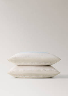 Two cotton percale pillowcases with decorative floral border and striped trim 60x60 cm — Pastel Green 4