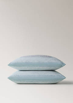 Two cotton percale pillowcases with decorative floral border and striped trim 60x60 cm — Light/Pastel Grey 4