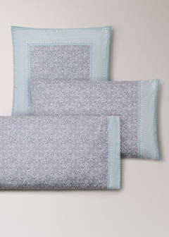 Two cotton percale pillowcases with decorative floral border and striped trim 60x60 cm — Light/Pastel Grey 5