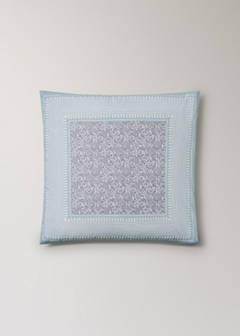 Two cotton percale pillowcases with decorative floral border and striped trim 60x60 cm — Light/Pastel Grey 6