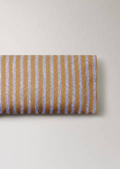 Tricolour striped percale cotton pillowcase 45x110 cm — Ochre 4
