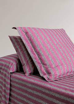 Tricolour striped percale cotton pillowcase 45x110 cm — Cherry 1
