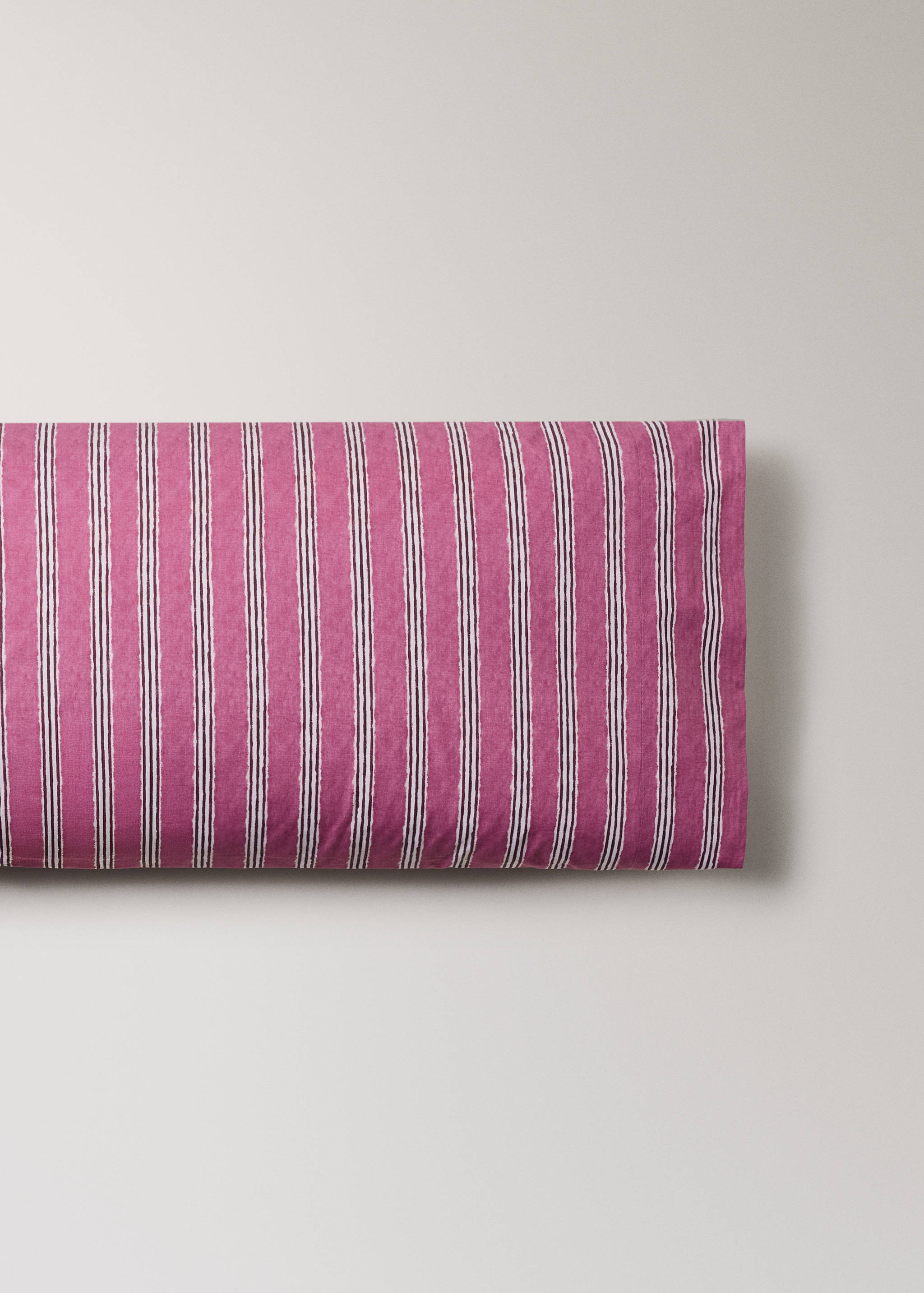 Tricolour striped percale cotton pillowcase 45x110 cm - Article without model