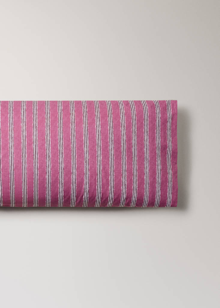 Tricolour striped percale cotton pillowcase 45x110 cm — Cherry