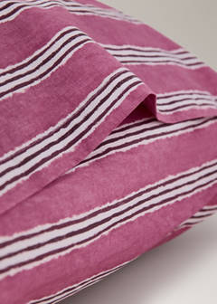 Two tricolour striped percale cotton pillowcases 50x75 cm — Cherry 2