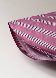 Two tricolour striped percale cotton pillowcases 50x75 cm — Cherry 3