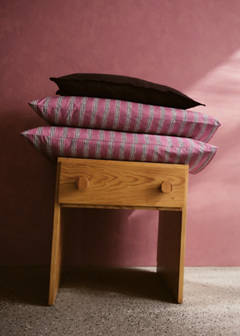Two tricolour striped percale cotton pillowcases 50x75 cm — Cherry 5