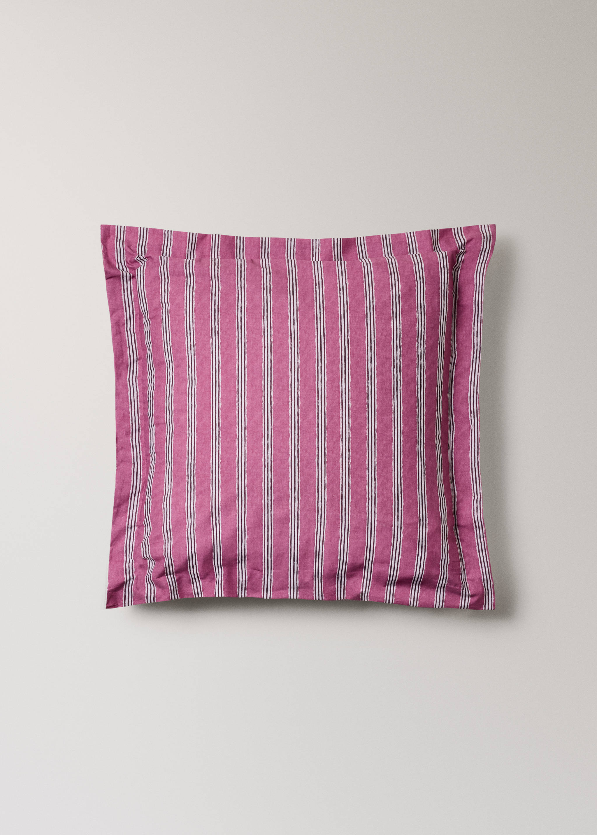 Two tricolour striped percale cotton pillowcases 60x60 cm - Article without model