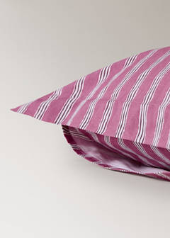 Two tricolour striped percale cotton pillowcases 60x60 cm — Cherry 3