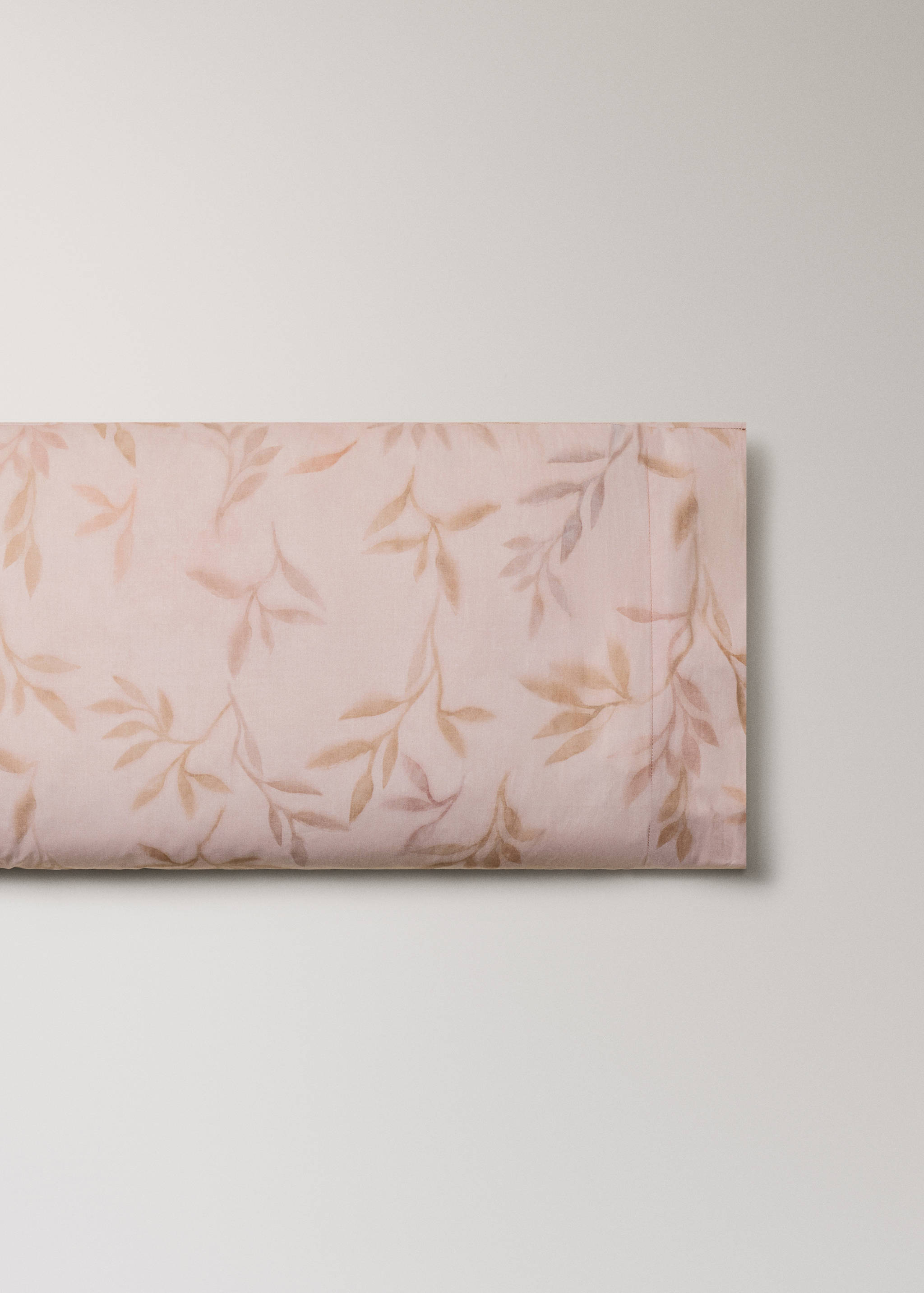 Two percale cotton pillowcases with leaf print 45x110cm - Article without model